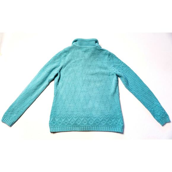 Croft Barrow Sweater Jacket M Teal Sherpa Collar Textured Granny Cottagecore Y2K - Picture 5 of 12
